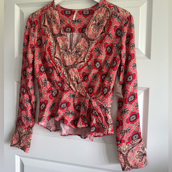 Free People Falling For You Floral Print Peplum Top - Picture 11 of 12